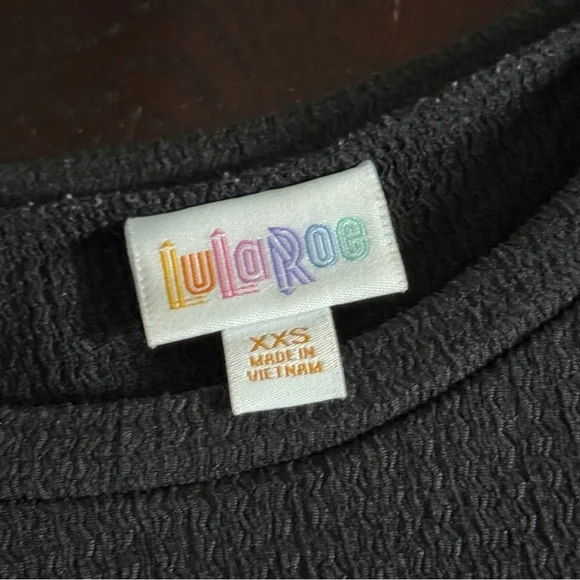 Lularoe XXS Black Textured Short Sleeve Ariel Dress - Picture 6 of 8